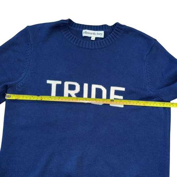 Ellsworth + Ivey Tride Navy White Knit Crewneck Sweater Womens M Preppy Luxe - Picture 10 of 11